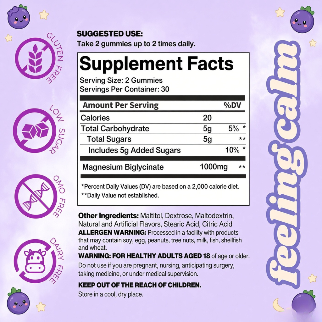 Sleep Gummies – 1000mg Magnesium Glycinate, Wildberry, 60 Gummies (30 Serves)
