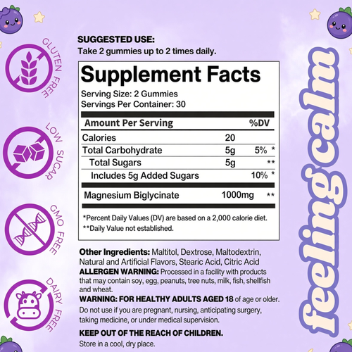 Sleep Gummies – 1000mg Magnesium Glycinate, Wildberry, 60 Gummies (30 Serves)